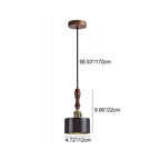 Modern Art Deco Round Copper Solid Wood Black Travertine 1-Light Pendant Light For Bedroom