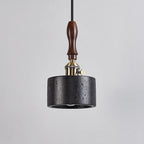 Modern Art Deco Round Copper Solid Wood Black Travertine 1-Light Pendant Light For Bedroom