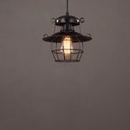 Contemporary Industrial Round Hollow Out Iron Cage 1-Light Pendant Light For Living Room