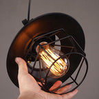 Contemporary Industrial Round Hollow Out Iron Cage 1-Light Pendant Light For Living Room