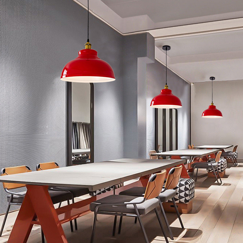 Contemporary Industrial Round Pot Lid Shape Iron 1-light Pendant Light for Living Room