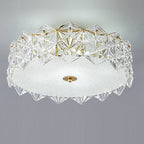 Traditional French Iron Glass Round 5/6/8-light Semi-flush Mount Ceiling Light for Living Room & Bedroom
