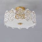 Traditional French Iron Glass Round 5/6/8-light Semi-flush Mount Ceiling Light for Living Room & Bedroom