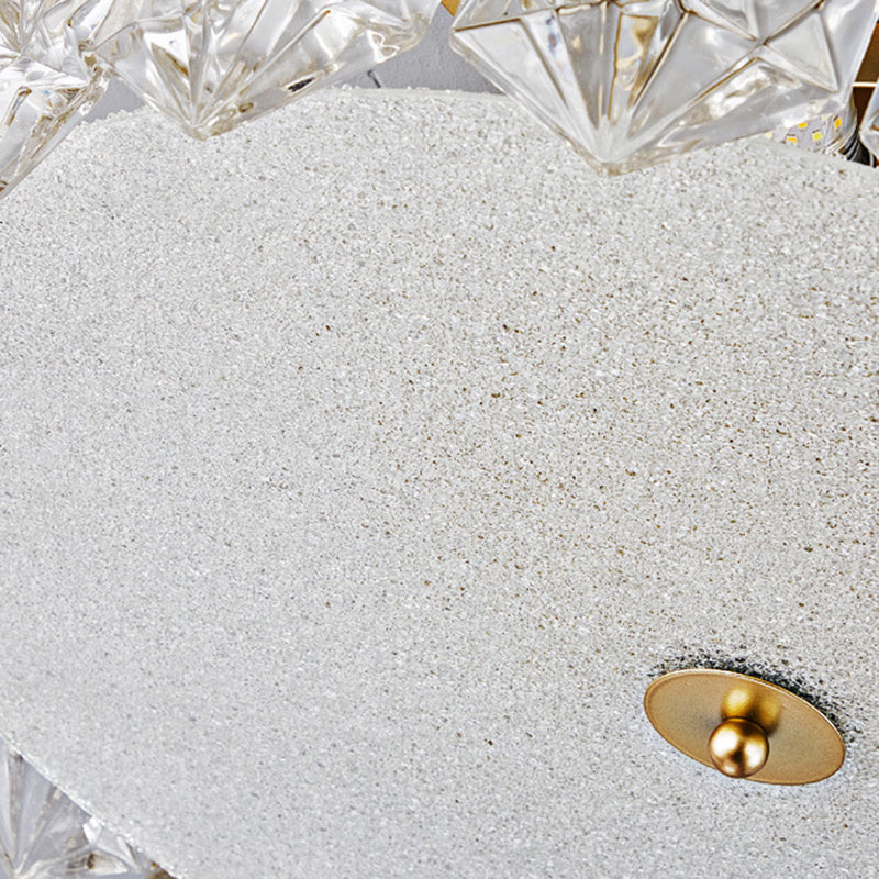 Traditional French Iron Glass Round 5/6/8-light Semi-flush Mount Ceiling Light for Living Room & Bedroom
