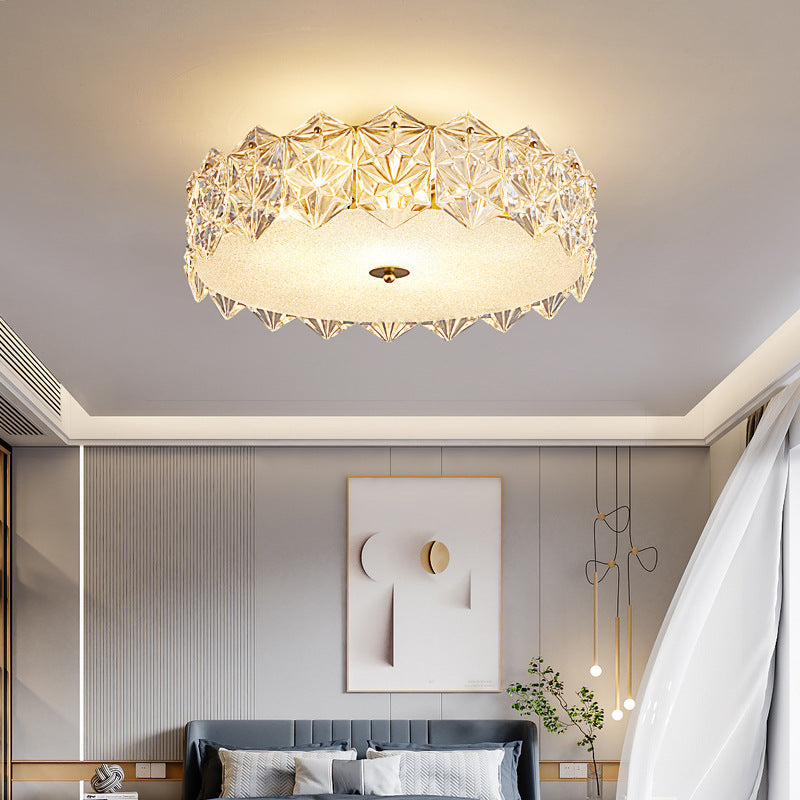 Traditional French Iron Glass Round 5/6/8-light Semi-flush Mount Ceiling Light for Living Room & Bedroom