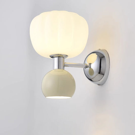 Traditional French Iron Acrylic Pumpkin-Shaped 2-Light Wall Sconce Lamp For Bedroom