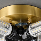 Contemporary Nordic Brass Glass Petal-shaped 3/4-light Flush Mount Ceiling Light for Living Room or Bedroom
