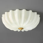Contemporary Nordic Brass Glass Petal-shaped 3/4-light Flush Mount Ceiling Light for Living Room or Bedroom