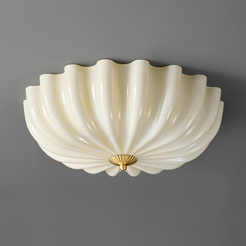 Contemporary Nordic Brass Glass Petal-shaped 3/4-light Flush Mount Ceiling Light for Living Room or Bedroom