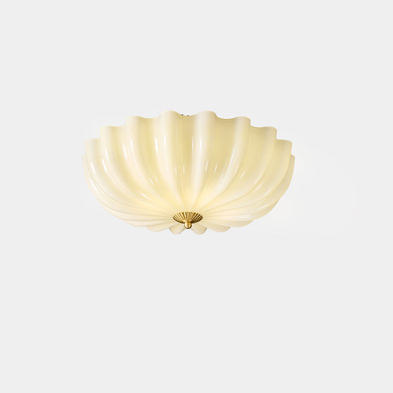 Contemporary Nordic Brass Glass Petal-shaped 3/4-light Flush Mount Ceiling Light for Living Room or Bedroom