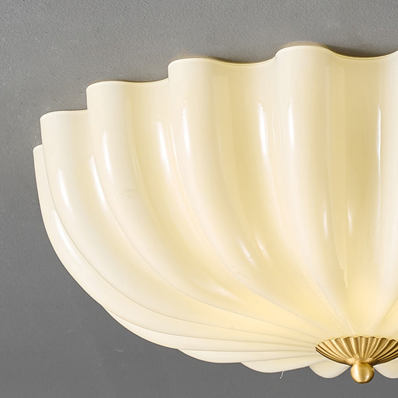 Contemporary Nordic Brass Glass Petal-shaped 3/4-light Flush Mount Ceiling Light for Living Room or Bedroom