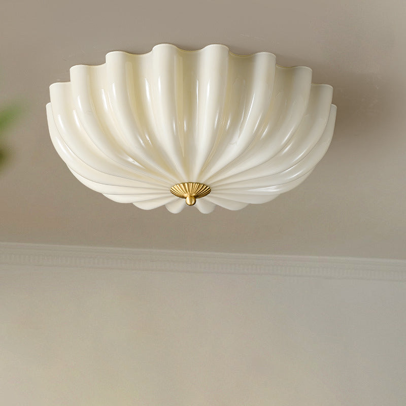 Contemporary Nordic Brass Glass Petal-shaped 3/4-light Flush Mount Ceiling Light for Living Room or Bedroom