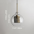 Contemporary Scandinavian Round Long Convex Ball Glass Iron 1-Light Pendant Light For Bedroom