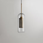 Contemporary Scandinavian Round Long Convex Ball Glass Iron 1-Light Pendant Light For Bedroom