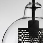 Contemporary Scandinavian Round Long Convex Ball Glass Iron 1-Light Pendant Light For Bedroom