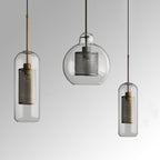 Contemporary Scandinavian Round Long Convex Ball Glass Iron 1-Light Pendant Light For Bedroom