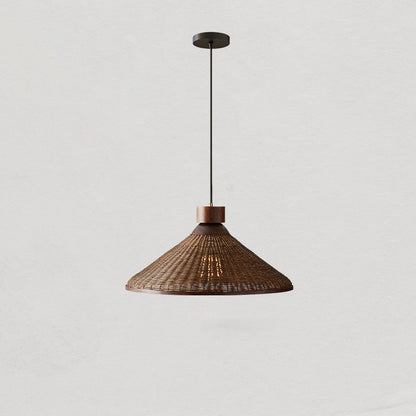 Traditional Chinese Drum Rattan Iron 1-light Pendant Light for Living Room