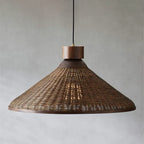 Traditional Chinese Drum Rattan Iron 1-light Pendant Light for Living Room BulbSquare