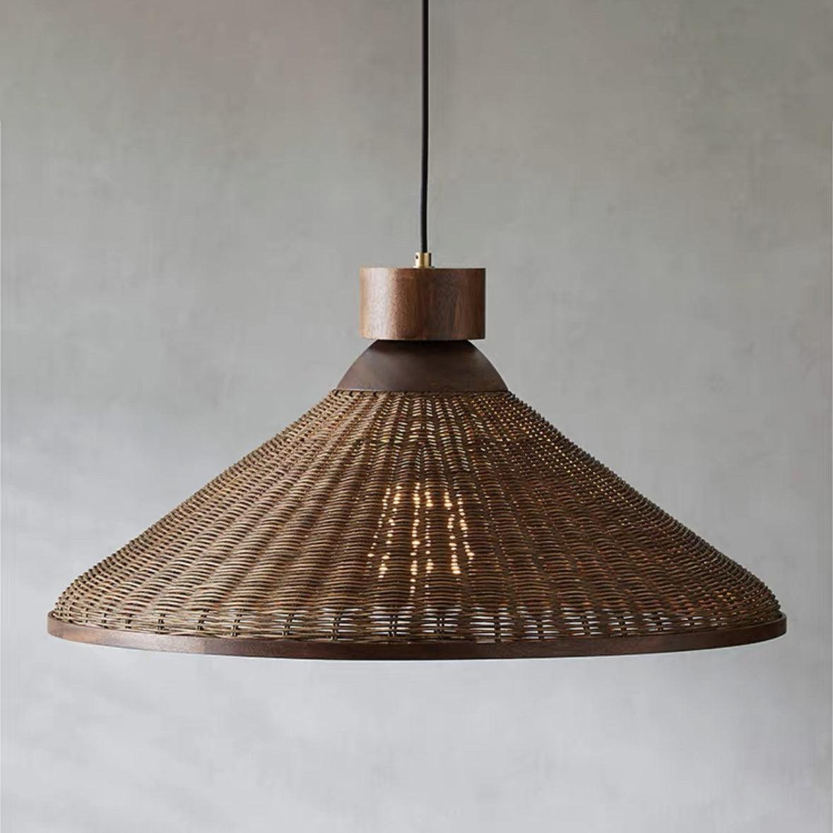 Traditional Chinese Drum Rattan Iron 1-light Pendant Light for Living Room