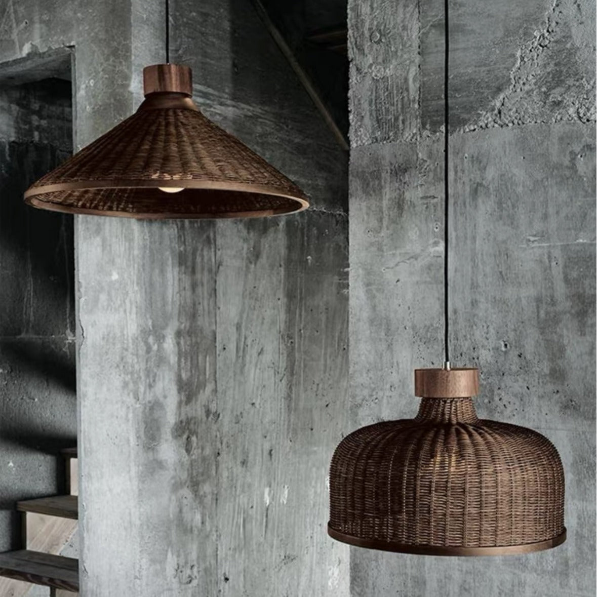 Traditional Chinese Drum Rattan Iron 1-light Pendant Light for Living Room
