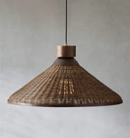 Traditional Chinese Drum Rattan Iron 1-light Pendant Light for Living Room BulbSquare