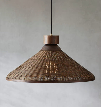 Traditional Chinese Drum Rattan Iron 1-light Pendant Light for Living Room