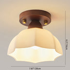 Traditional Vintage Dome Iron Wood Glass 1-light Semi-flush Mount Ceiling Light for Living Room