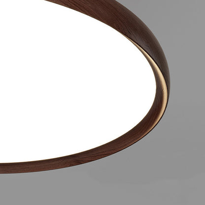 Modern Minimalist Round Aluminum Wood Acrylic Semi-Flush Mount Ceiling Light For Living Room