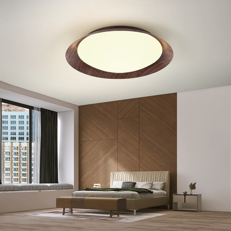 Traditional Vintage Round Iron Acrylic LED Flush Mount Ceiling Light for Living Room