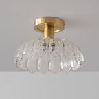 Contemporary Nordic Dome Copper Glass 1-light Semi-flush Mount Ceiling Light for Living Room