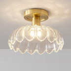Contemporary Nordic Dome Copper Glass 1-light Semi-flush Mount Ceiling Light for Living Room