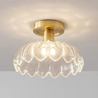 Contemporary Nordic Dome Copper Glass 1-light Semi-flush Mount Ceiling Light for Living Room