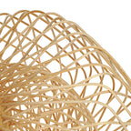 Traditional Chinese Round Wood Rattan 1-light Semi-flush Mount Ceiling Light for Living Room