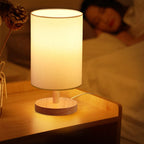 Traditional Japanese Cylinder Wood Fabric 1-Light Table Lamp For Living Room Lumendat