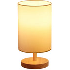 Traditional Japanese Cylinder Wood Fabric 1-Light Table Lamp For Living Room Lumendat