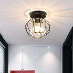 Contemporary Nordic Column Crystal Iron 1-Light Semi-Flush Mount Ceiling Light For Living Room