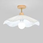 Contemporary Coastal Wave Wood Fabric 1-light Semi-flush Mount Ceiling Light for Living Room