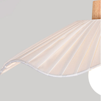 Contemporary Coastal Wave Wood Fabric 1-light Semi-flush Mount Ceiling Light for Living Room