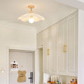 Contemporary Coastal Wave Wood Fabric 1-light Semi-flush Mount Ceiling Light for Living Room