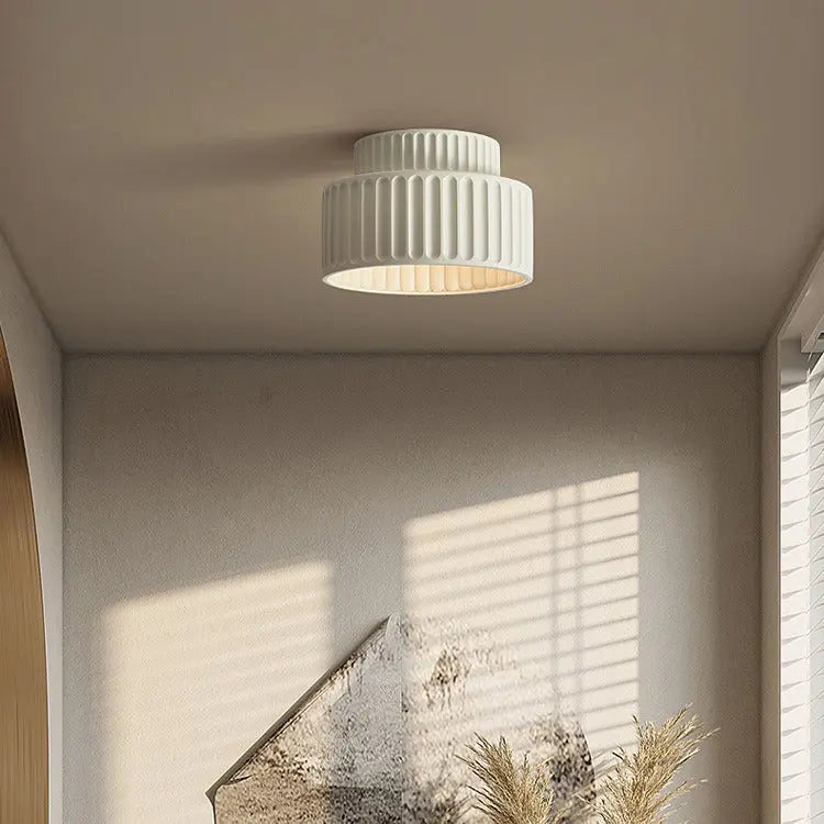Contemporary Scandinavian Cylinder Plastic 1-light Flush Mount Ceiling Light for Living Room BulbSquare
