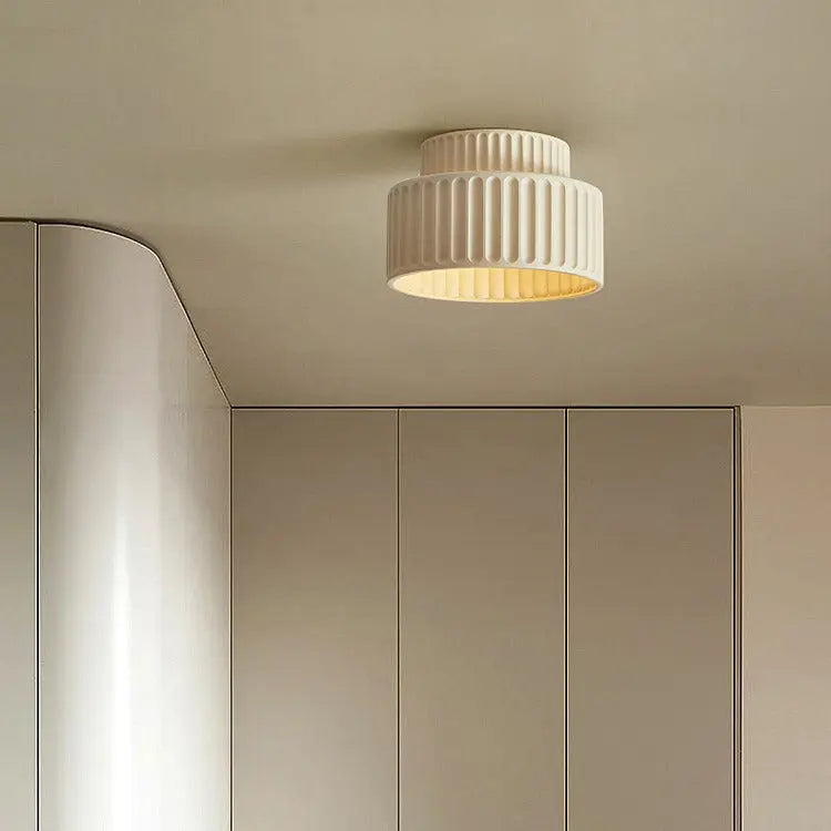Contemporary Scandinavian Cylinder Plastic 1-light Flush Mount Ceiling Light for Living Room BulbSquare
