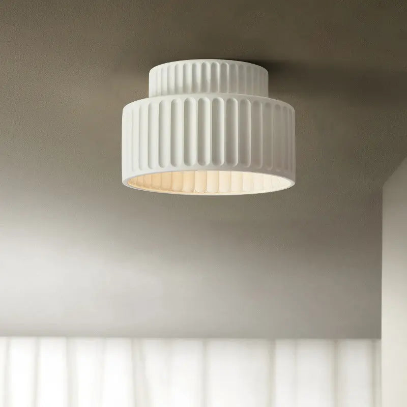 Contemporary Scandinavian Cylinder Plastic 1-light Flush Mount Ceiling Light for Living Room BulbSquare