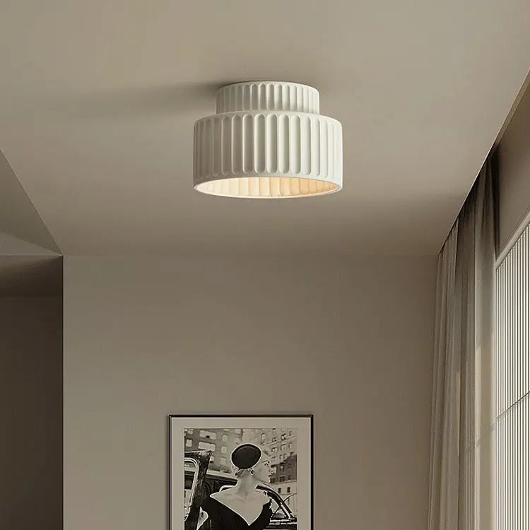 Contemporary Scandinavian Cylinder Plastic 1-light Flush Mount Ceiling Light for Living Room BulbSquare