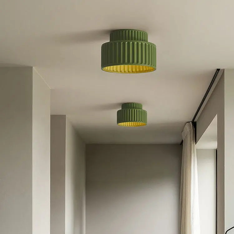 Contemporary Scandinavian Cylinder Plastic 1-light Flush Mount Ceiling Light for Living Room BulbSquare