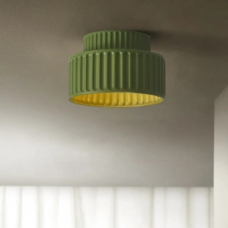 Contemporary Scandinavian Cylinder Plastic 1-light Flush Mount Ceiling Light for Living Room BulbSquare