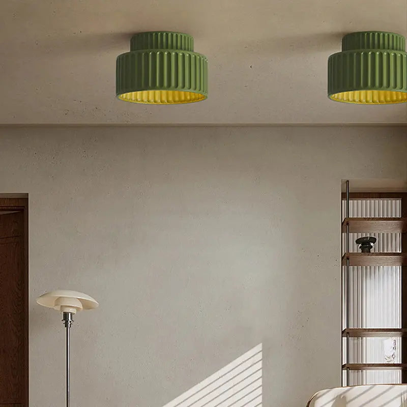 Contemporary Scandinavian Cylinder Plastic 1-light Flush Mount Ceiling Light for Living Room BulbSquare