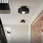 Contemporary Nordic Round Plastic 1-light Semi-flush Mount Ceiling Light for Living Room BulbSquare