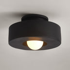 Contemporary Nordic Round Plastic 1-light Semi-flush Mount Ceiling Light for Living Room BulbSquare