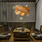 Contemporary Creative Twisted Iron Wood 1-Light Pendant Light For Living Room