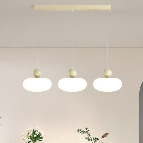 Contemporary Creative Oval Iron Plastic 3-Light Pendant Light For Living Room